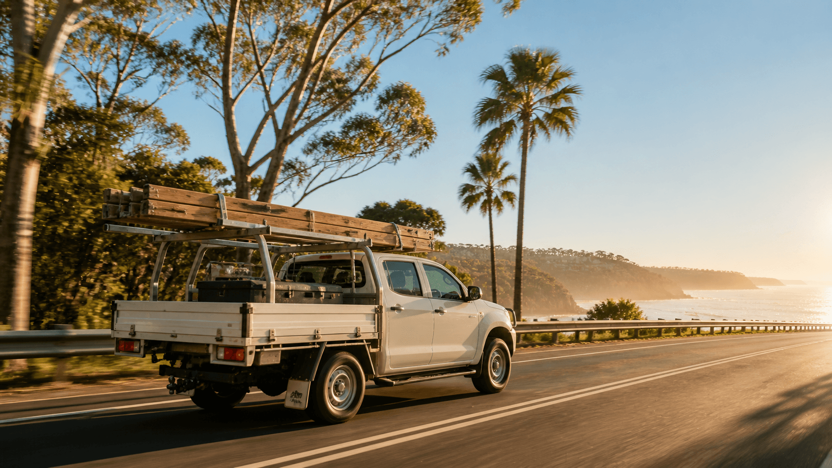 Work van out on the road